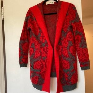 Long hooded cardigan